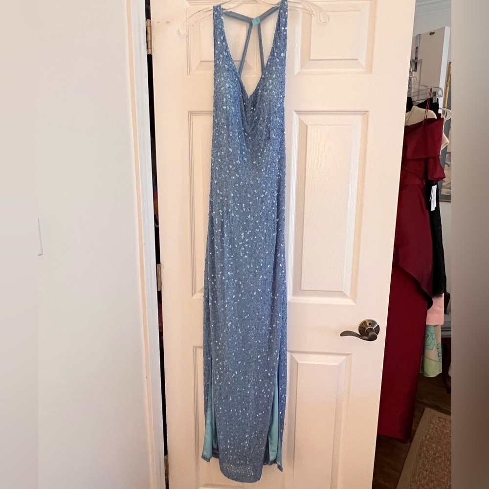 Scala Low Back Beaded Gown
